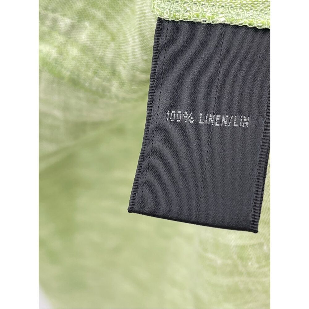 Lafayette 148 Linen Tunic Top Shirt Button Down Women 6 Green Collar Oversized - Picture 10 of 12